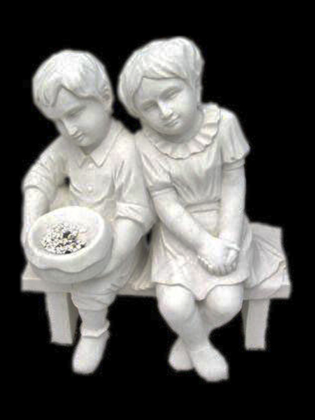 Little Boy and Girl on Bench Stone Statue DSF-EB05