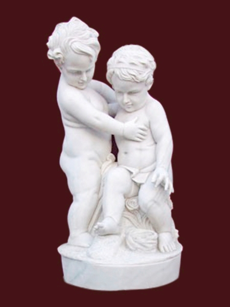 Two Little Boy Playing Garden Stone Statue DSF-EB43