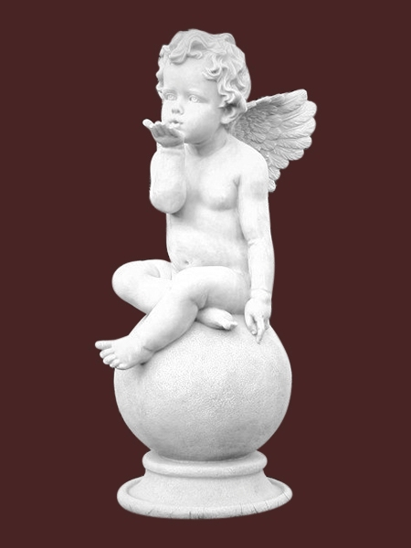Tượng thiên thần nhỏ ngồi trên quả cầu bằng đá DSF-EB55