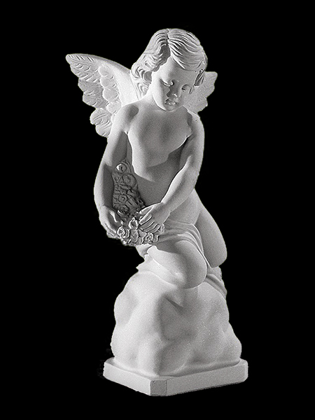 Marble Boy Angel with Flower Garden Statue  DSF-EB58