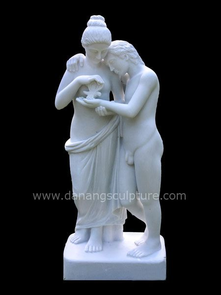 Cupid and Psyche standing by Canova stone statue DSF-CD16