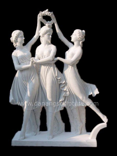 Tượng Ba thiếu nữ đội vương miện cho Vệ nữ cổ điển bằng đá DSF-CD61