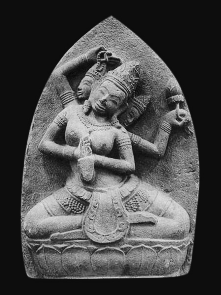 Saraswati Cham Goddess Stone Relief DSF-CP09