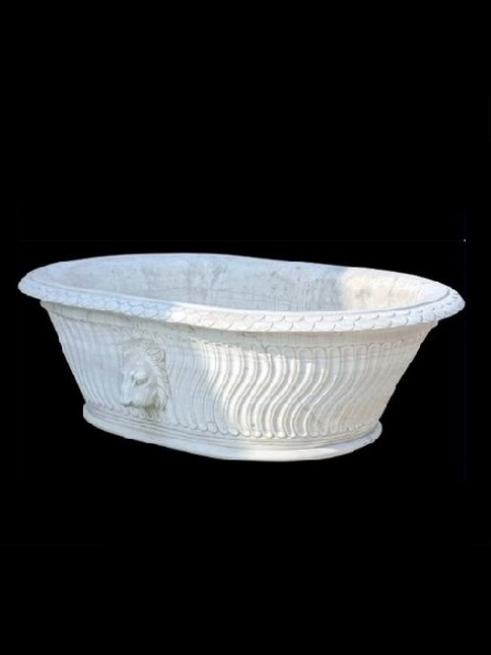 Solid White Marble Oval Bathtub With Lion Head DSF-BT40