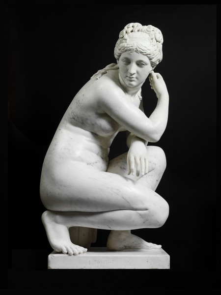 Lely Venus Crouching Natural Marble Statue DSF-CD51
