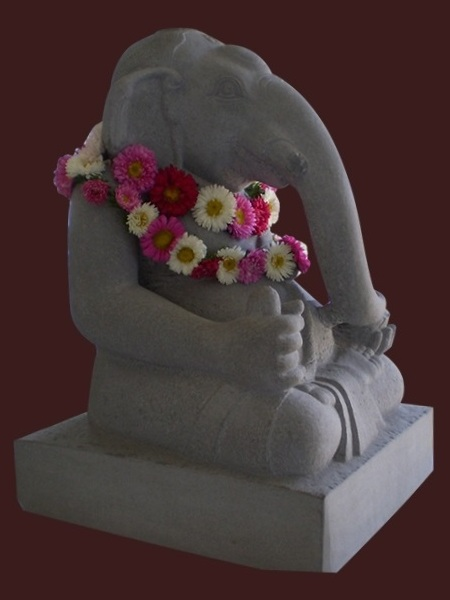 Sitting Ganesha Cham Hindu Sandstone Statue