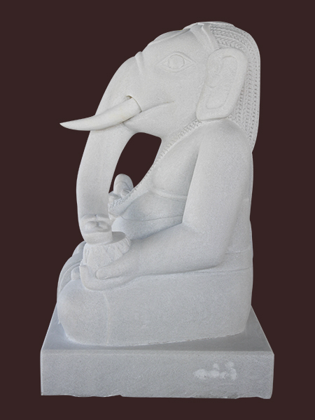 Sitting Ganesha Cham Hindu Marble Statue