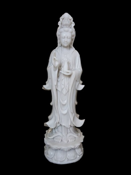 Standing Kwan Yin Buddha stone statue